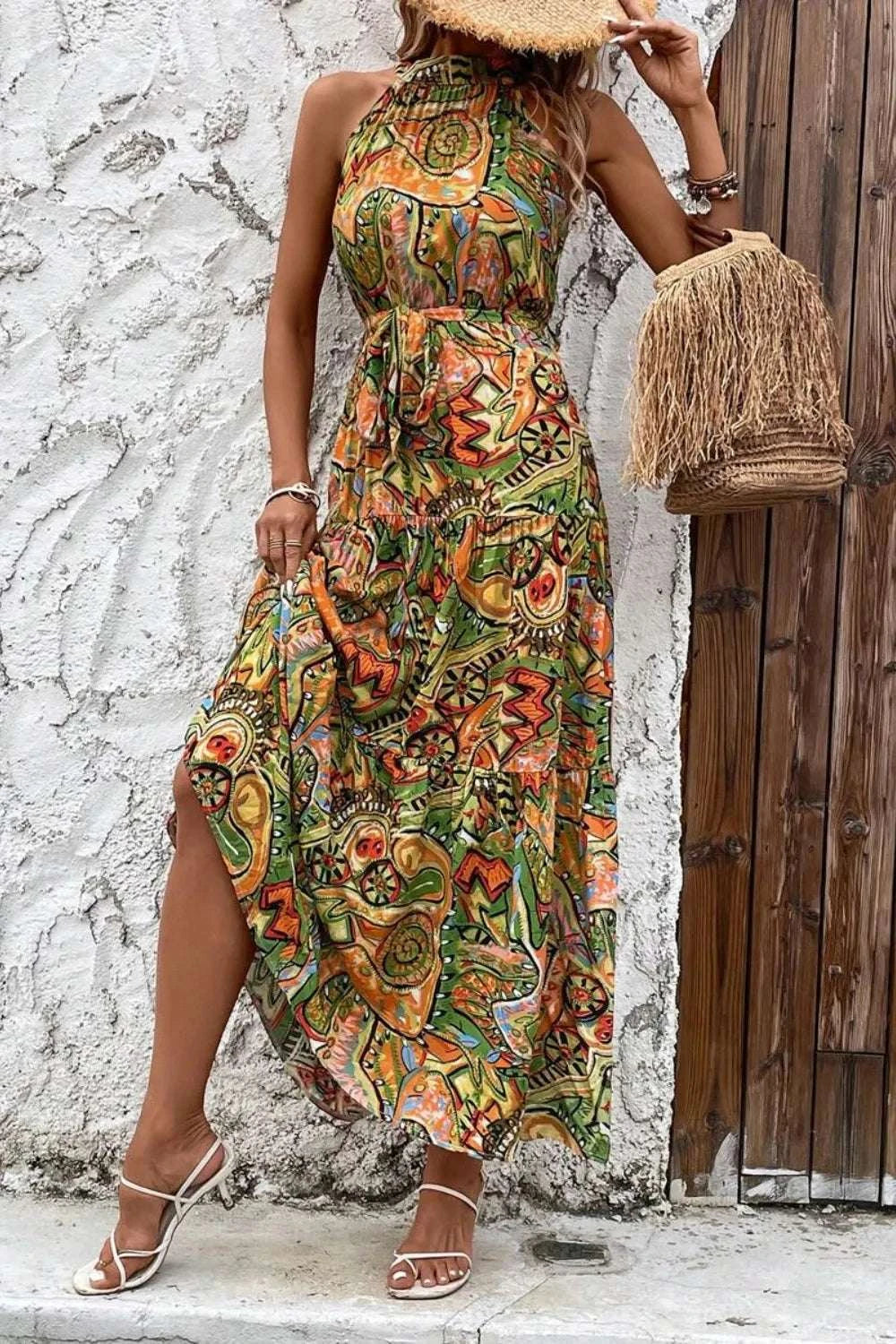Tied Floral Sleeveless Dress WESTCLOSET