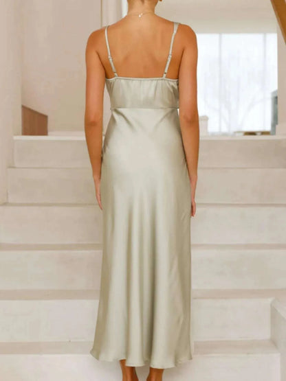 Satin Asymmetrical Midi Dress WESTCLOSET