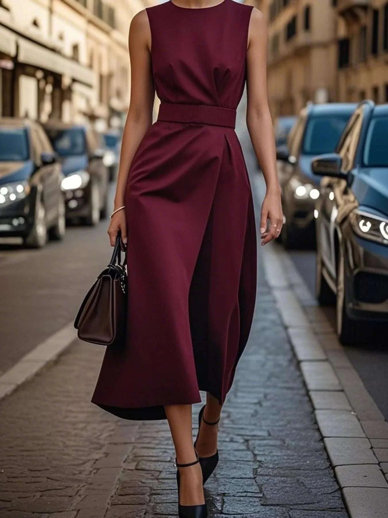 Round Neck Sleeveless Midi Dress WESTCLOSET