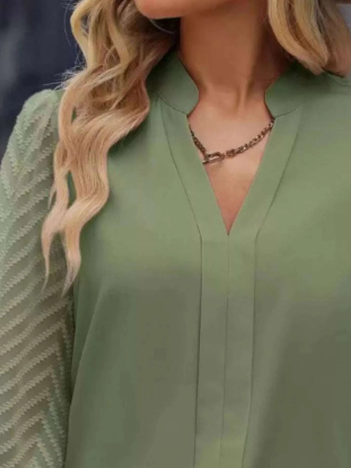 Notched Long Sleeve Blouse WESTCLOSET