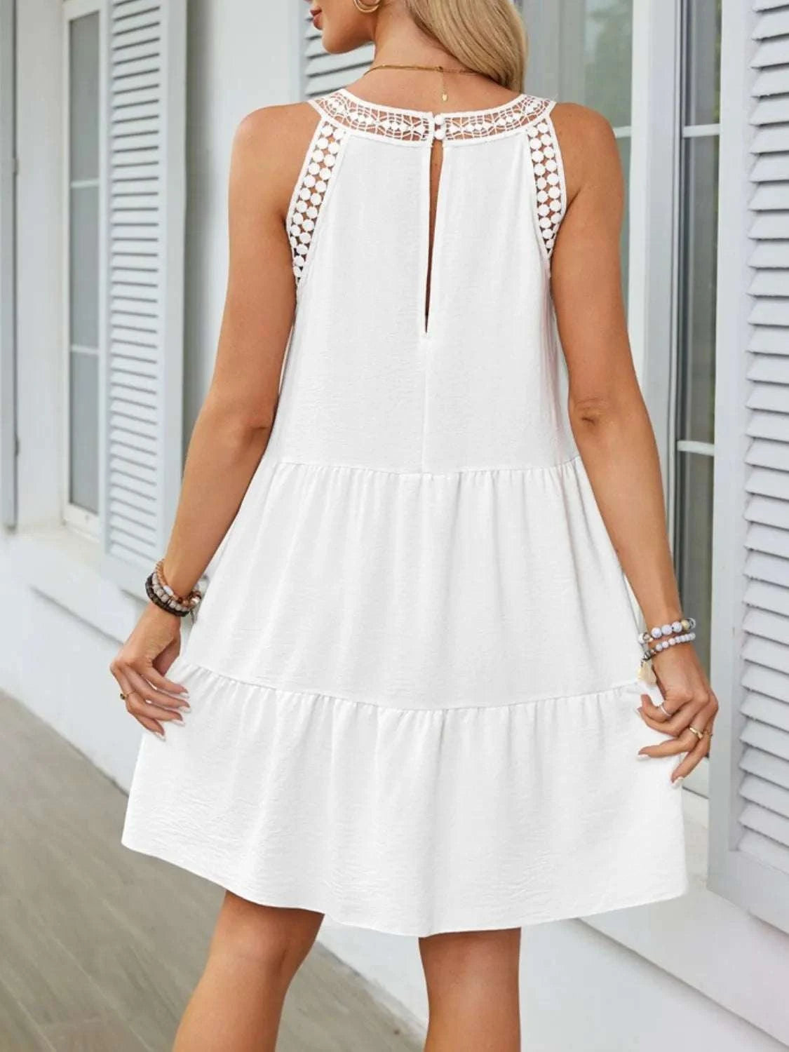 Ruffled Hem Lace Sleeveless Dress WESTCLOSET