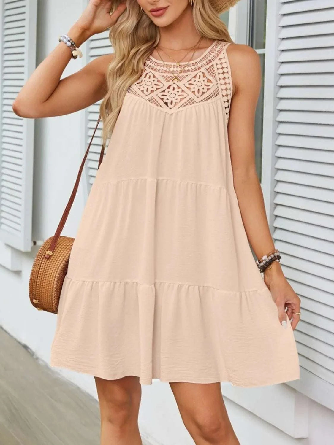 Ruffled Hem Lace Sleeveless Dress WESTCLOSET