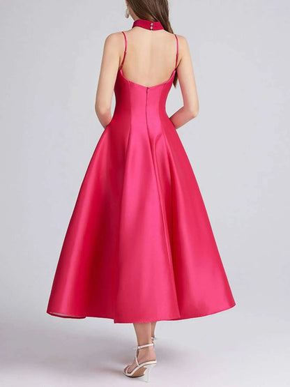 Sweetheart Spaghetti Strap Midi Dress with Collar WESTCLOSET