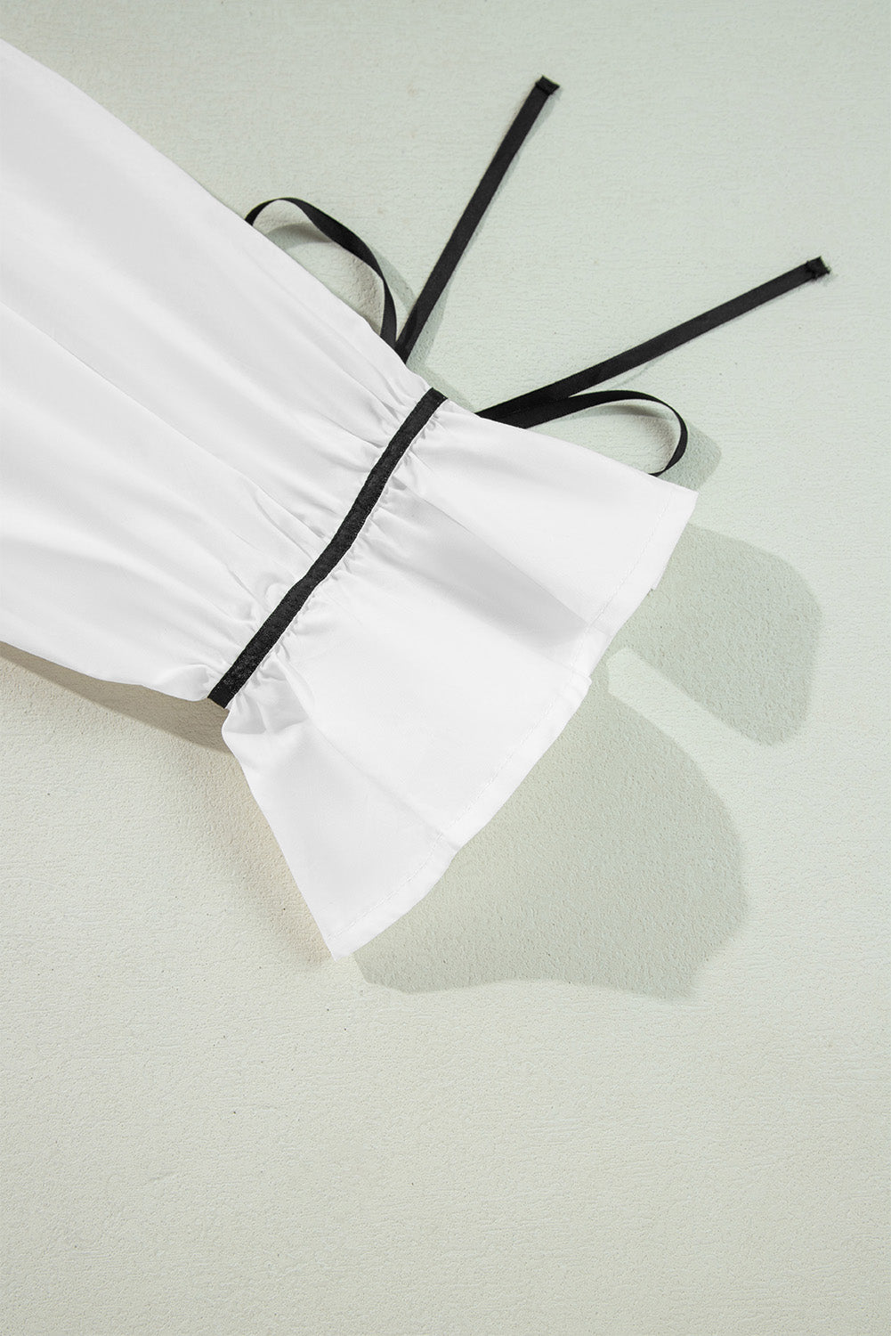 WestCloset Ribbon Bowtie Collared Neck Flounce Sleeve Shirt 