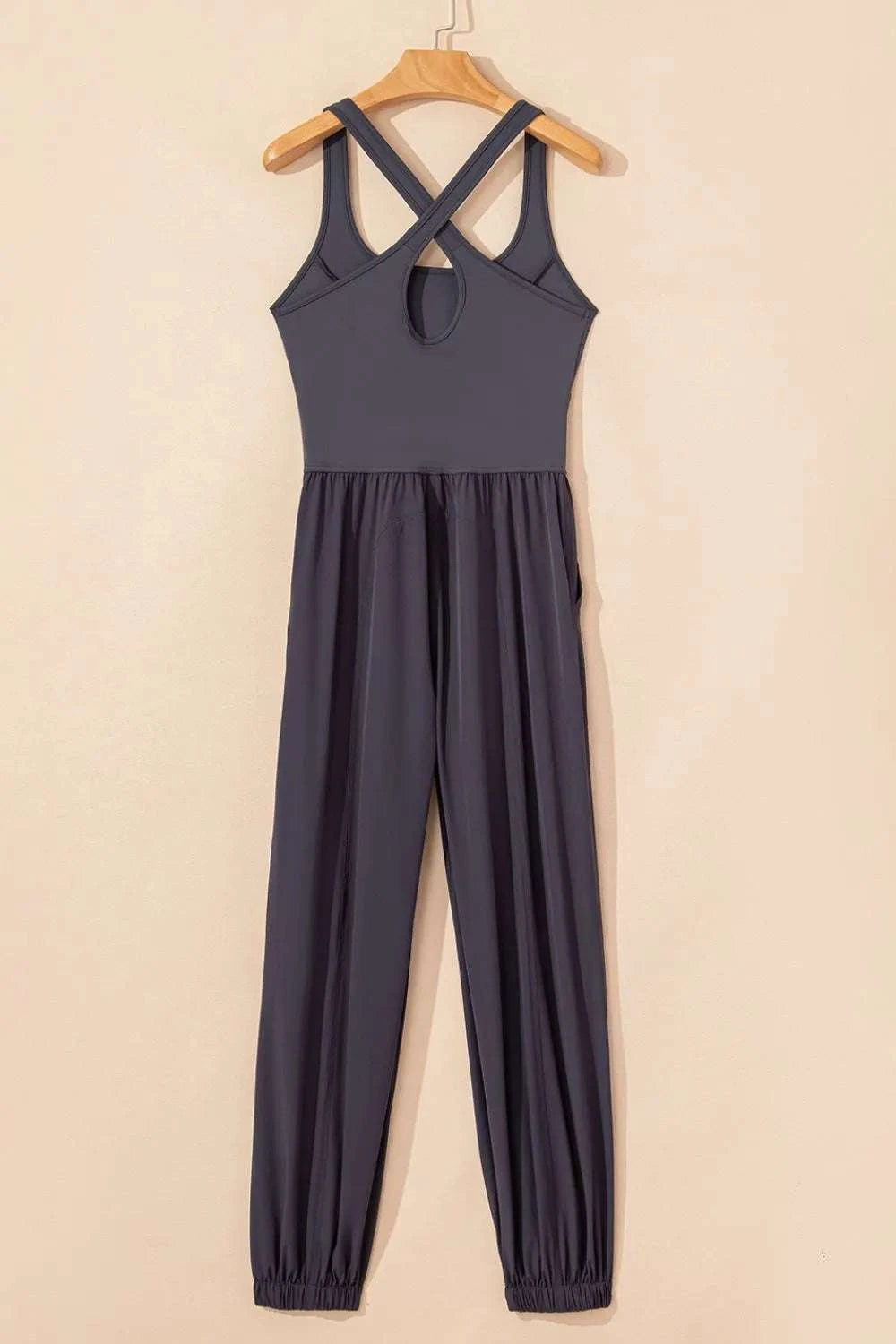 Cutout Square Neck Wide Strap Active Jumpsuit WESTCLOSET