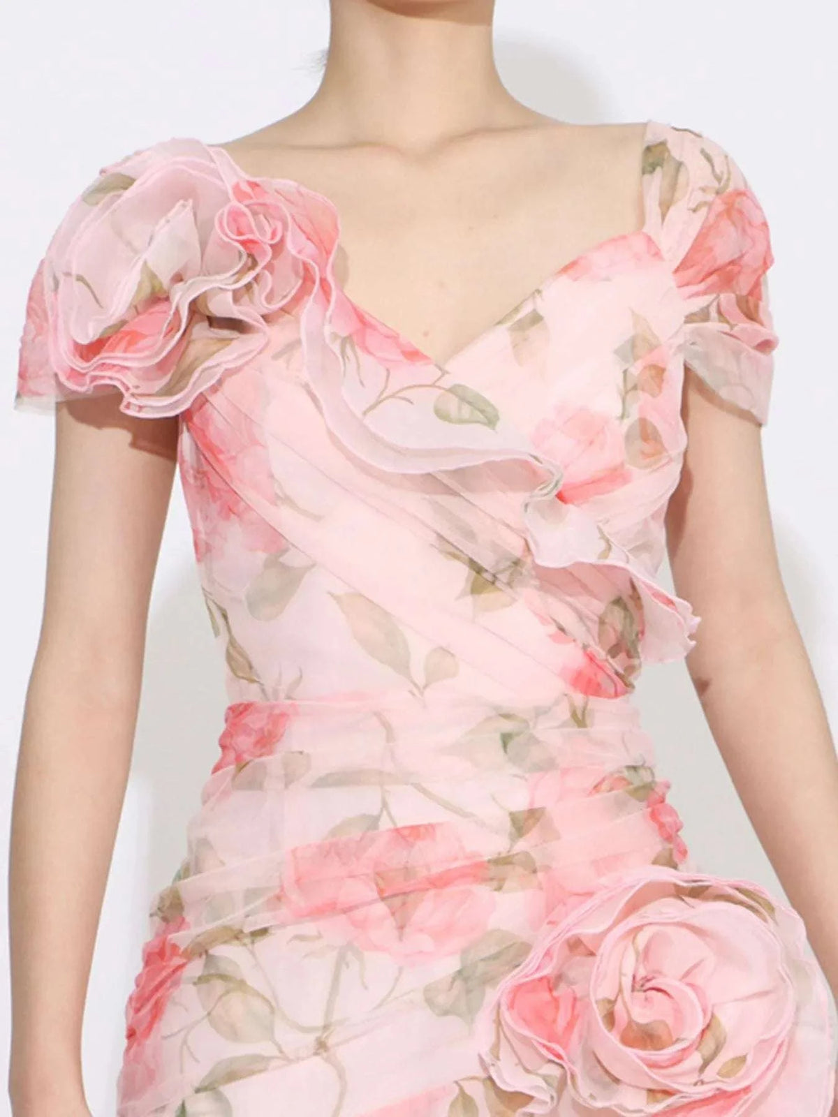 Floral Ruffled Short Sleeve Maxi Dress WESTCLOSET