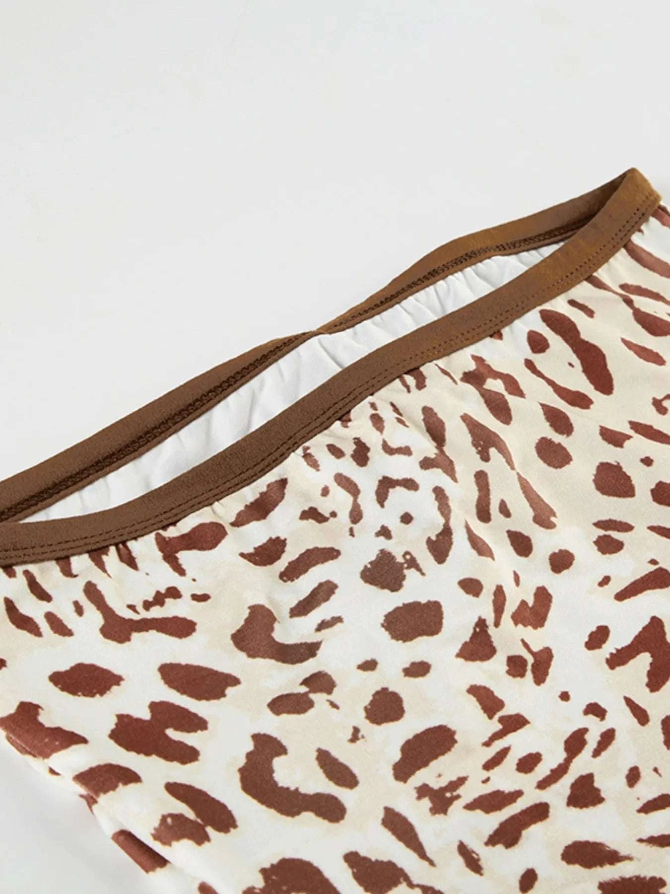 Leopard Print Strapless Top and Skirt Two-Piece Set WESTCLOSET