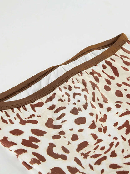 Leopard Print Strapless Top and Skirt Two-Piece Set WESTCLOSET