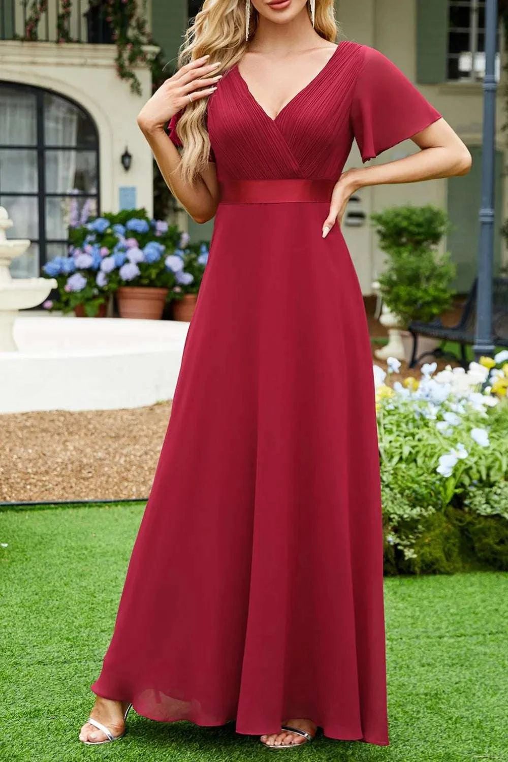 Surplice Flutter Sleeve Maxi Dress WESTCLOSET