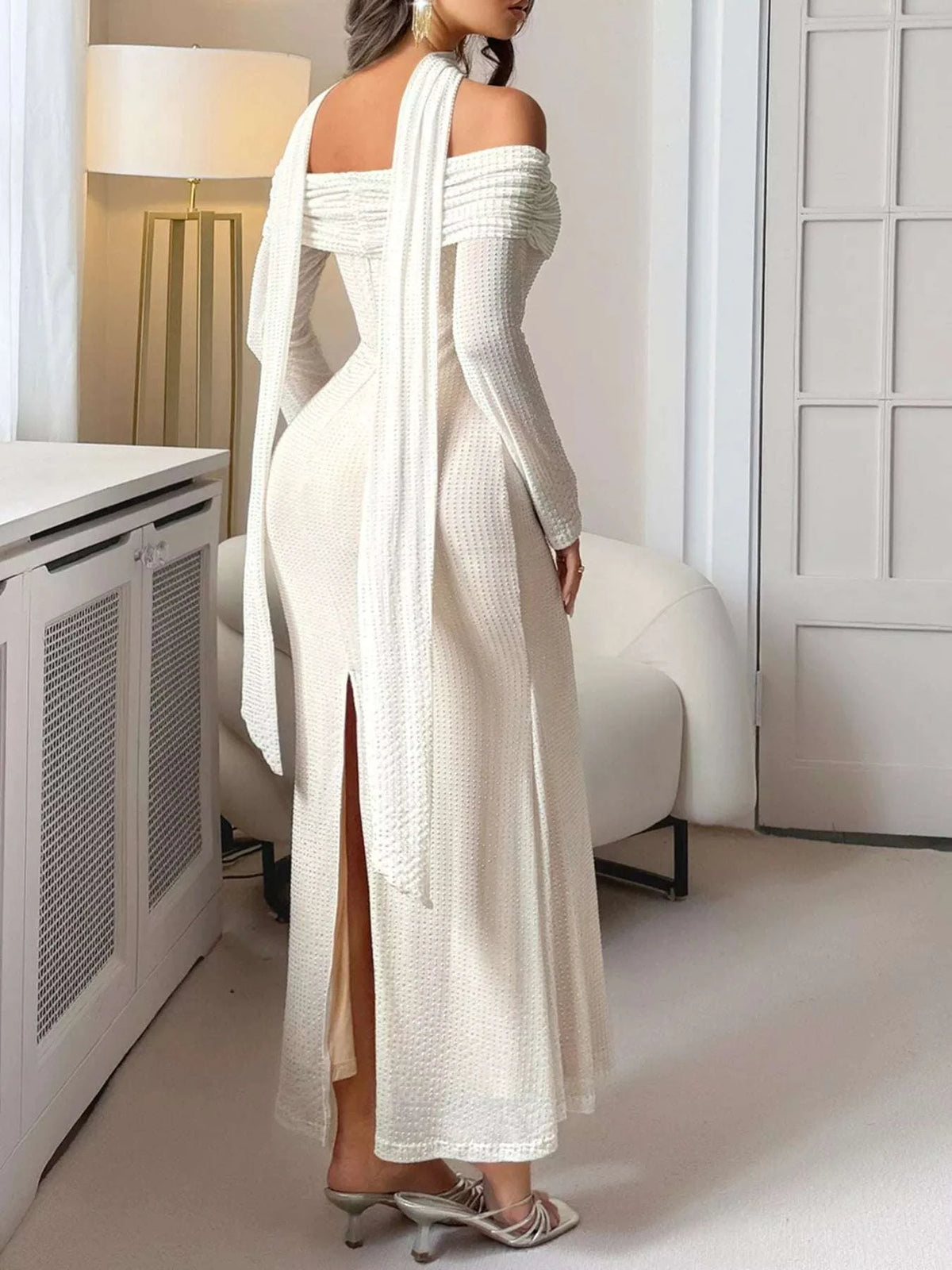 Off-Shoulder Scarf Bodycon Maxi Dress WESTCLOSET