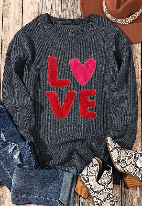 WestCloset Valentine’s Day LOVE Round Neck Long Sleeve Sweatshirt 