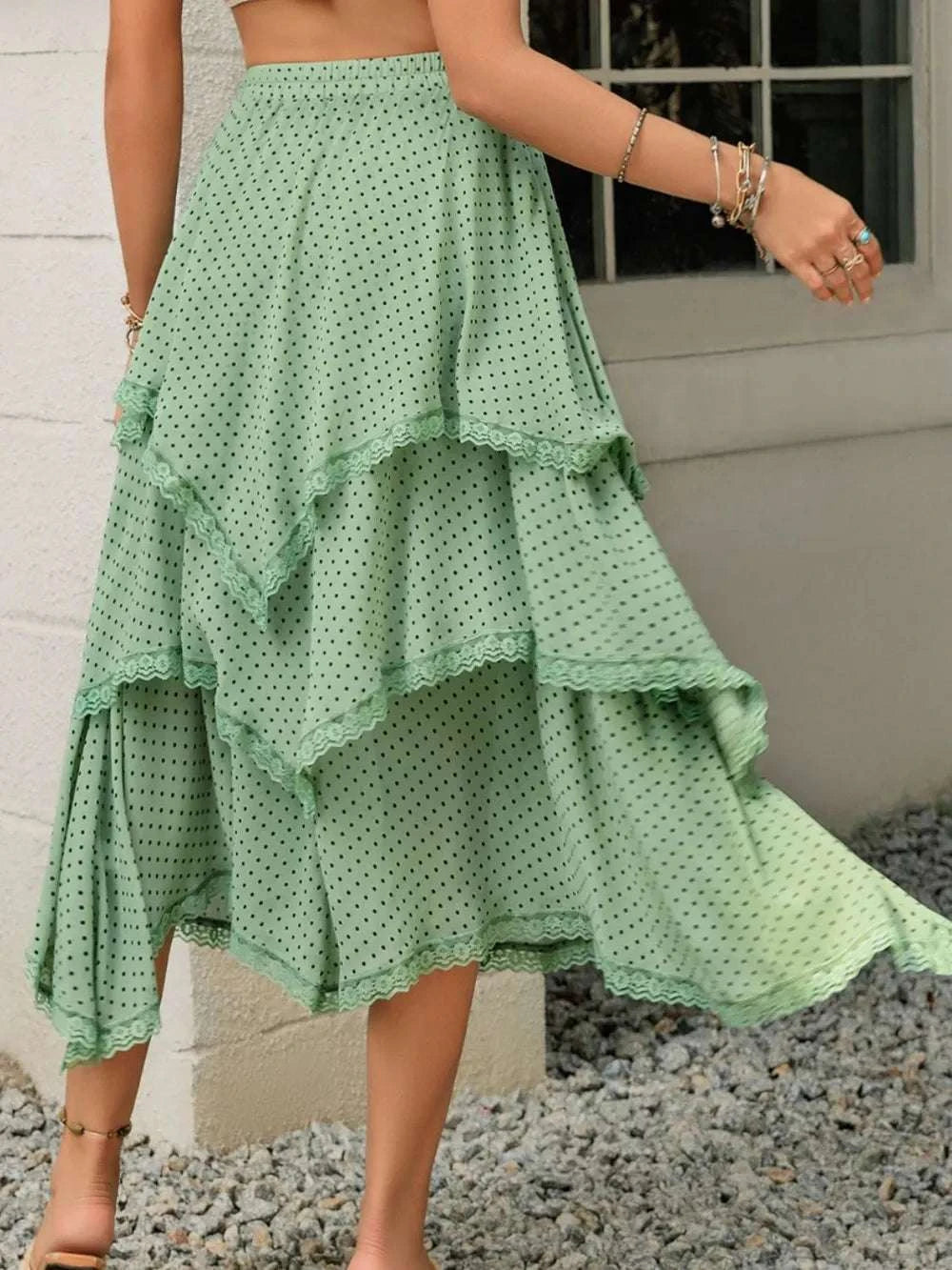 Lace Detail Layered Printed Skirt WESTCLOSET