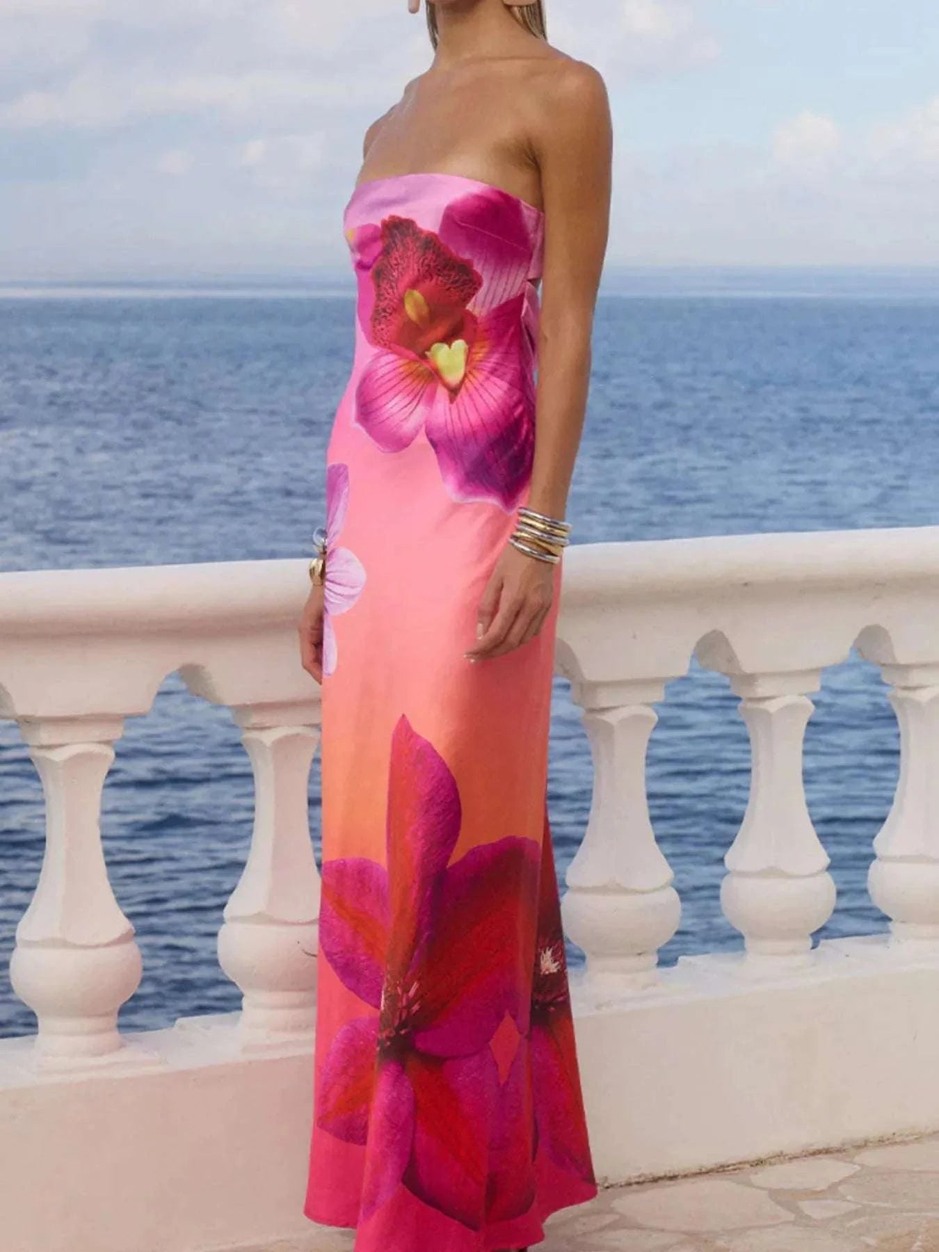 Printed Tube Maxi Dress WESTCLOSET