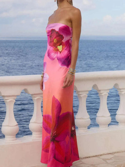 Printed Tube Maxi Dress WESTCLOSET