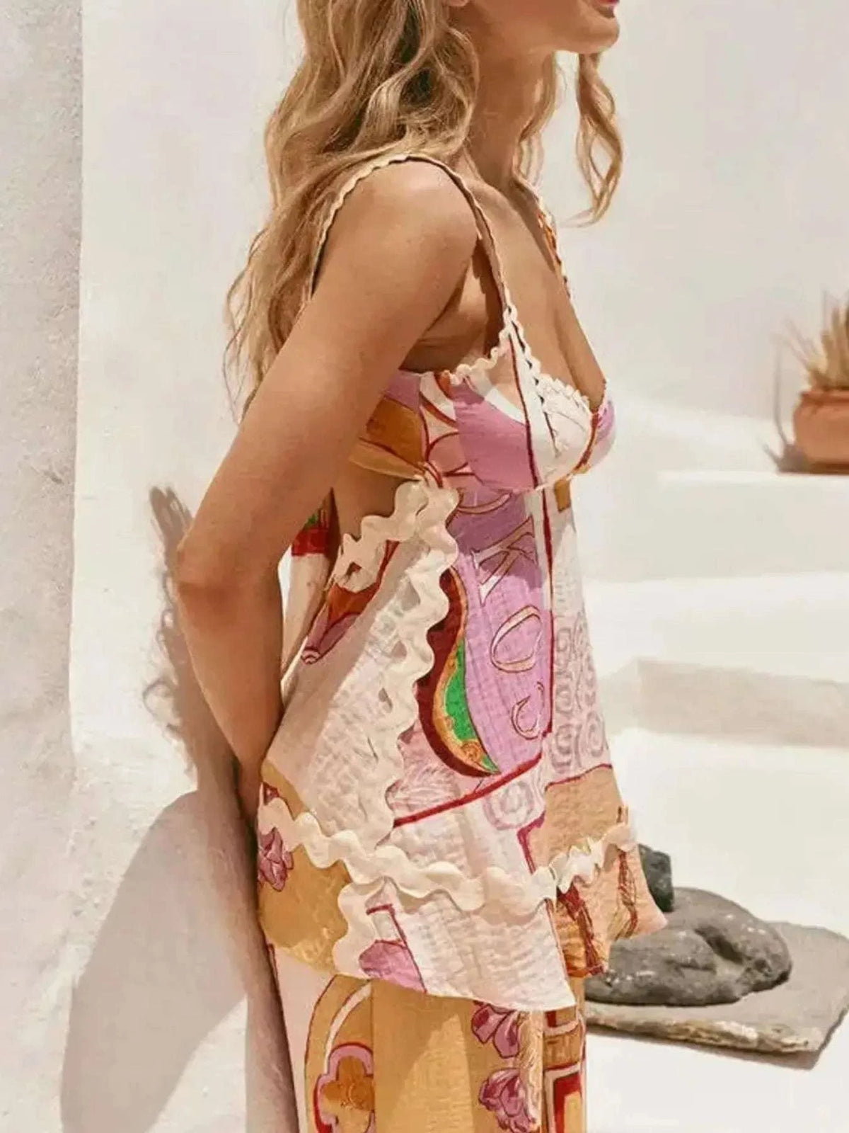 Tie Back Printed Cami and Pants Set WESTCLOSET