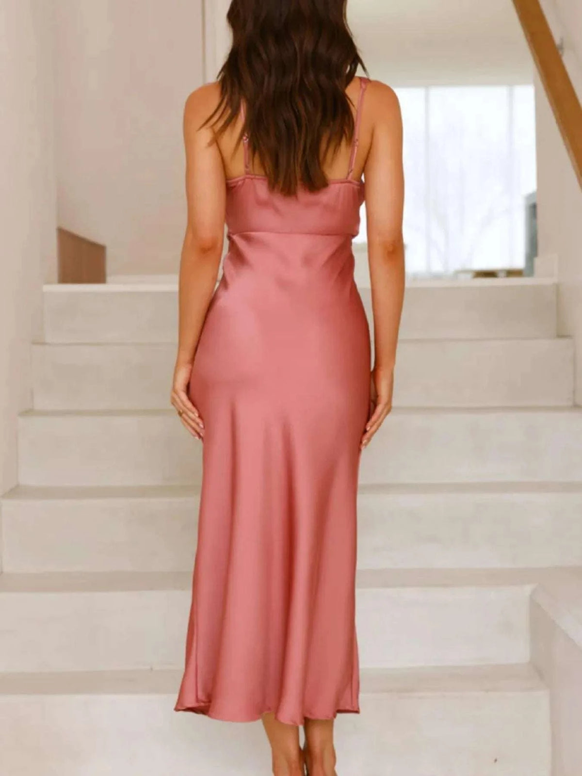 Satin Asymmetrical Midi Dress WESTCLOSET