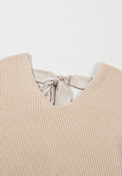 WestCloset Tied Back V-Neck Long Sleeve Sweater 