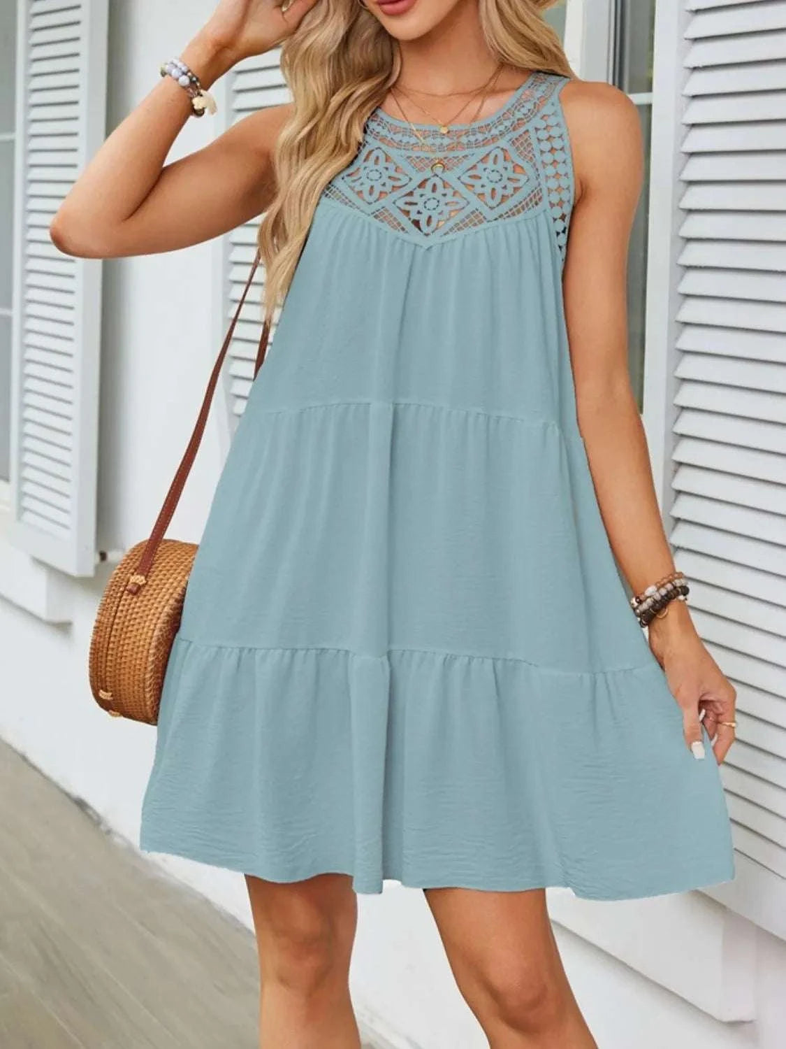 Ruffled Hem Lace Sleeveless Dress WESTCLOSET