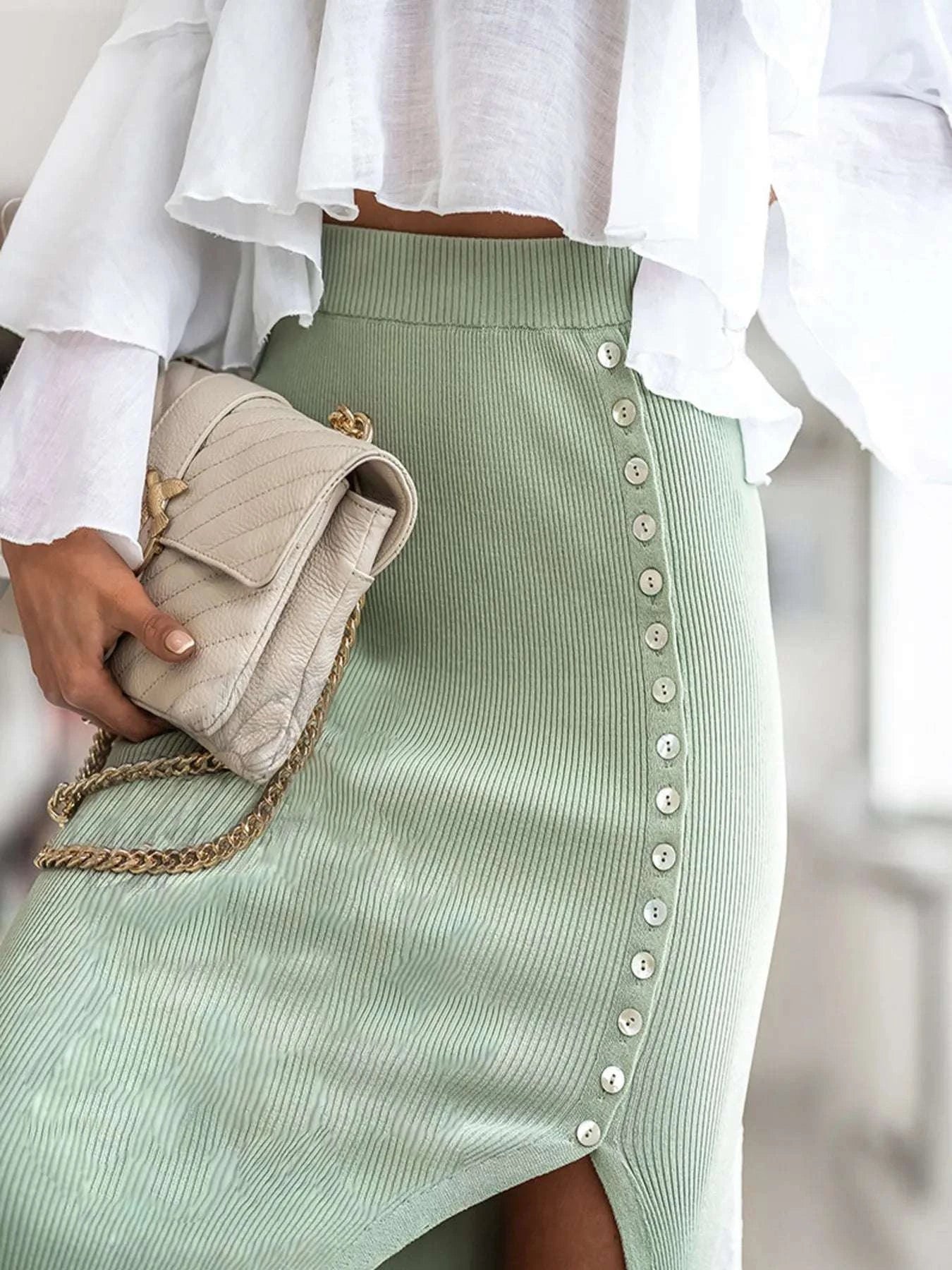 Slit Elastic Waist Skirt WESTCLOSET