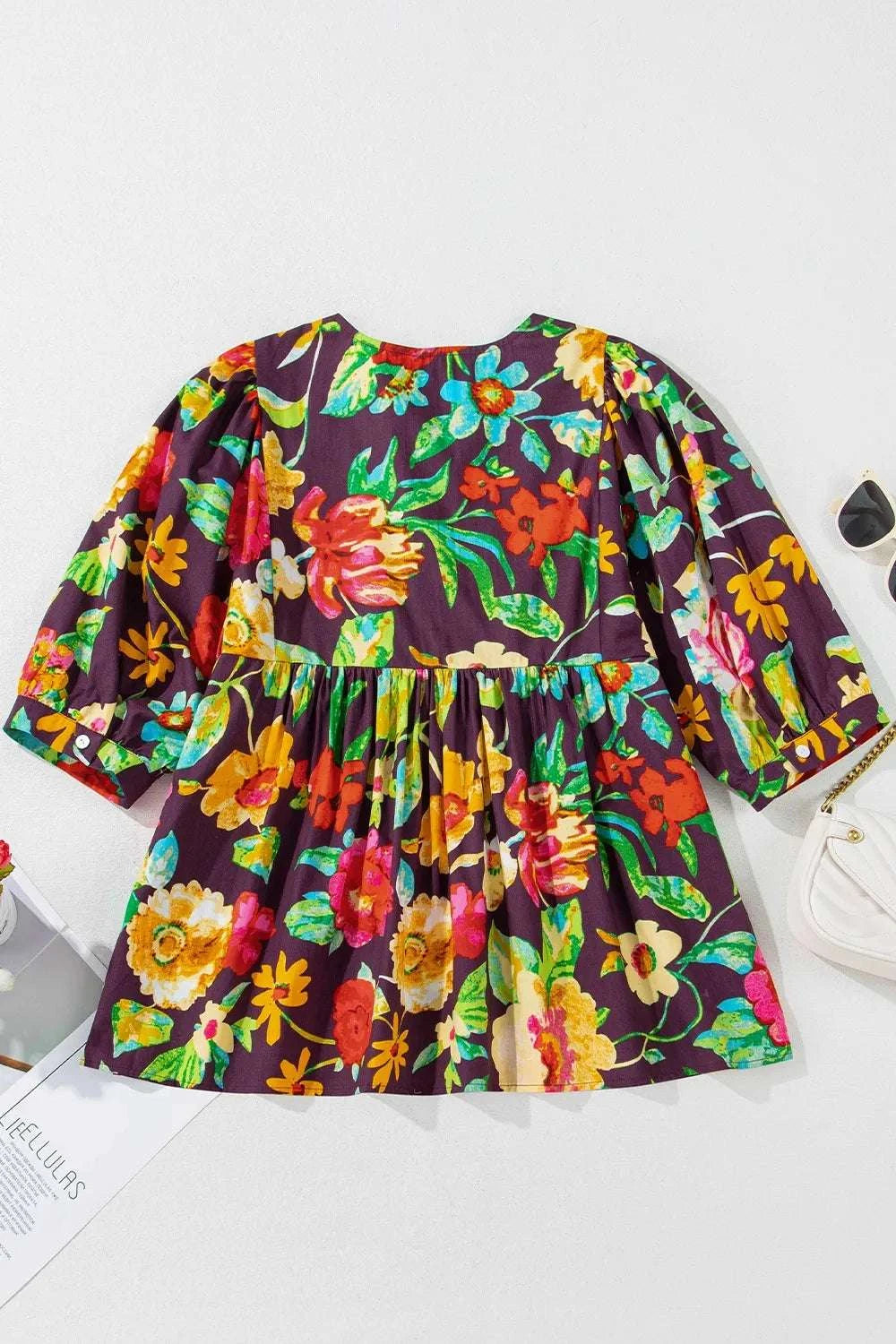Flower Embroidered Trim Half Sleeve Blouse WESTCLOSET