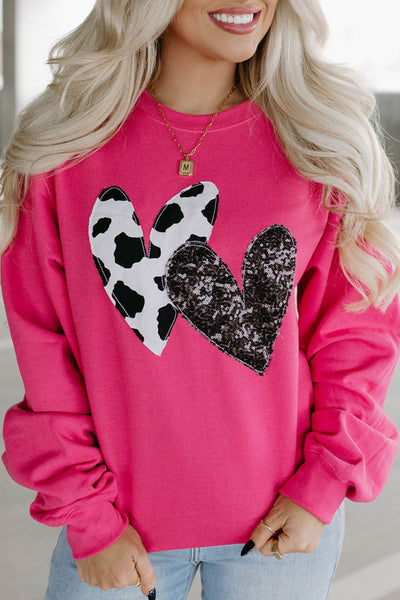 WestCloset Heart Patch Long Sleeve Sweatshirt 