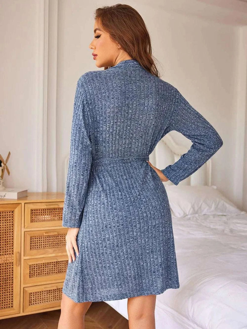 Tied Solid Lounge Nightgown with Pockets WESTCLOSET