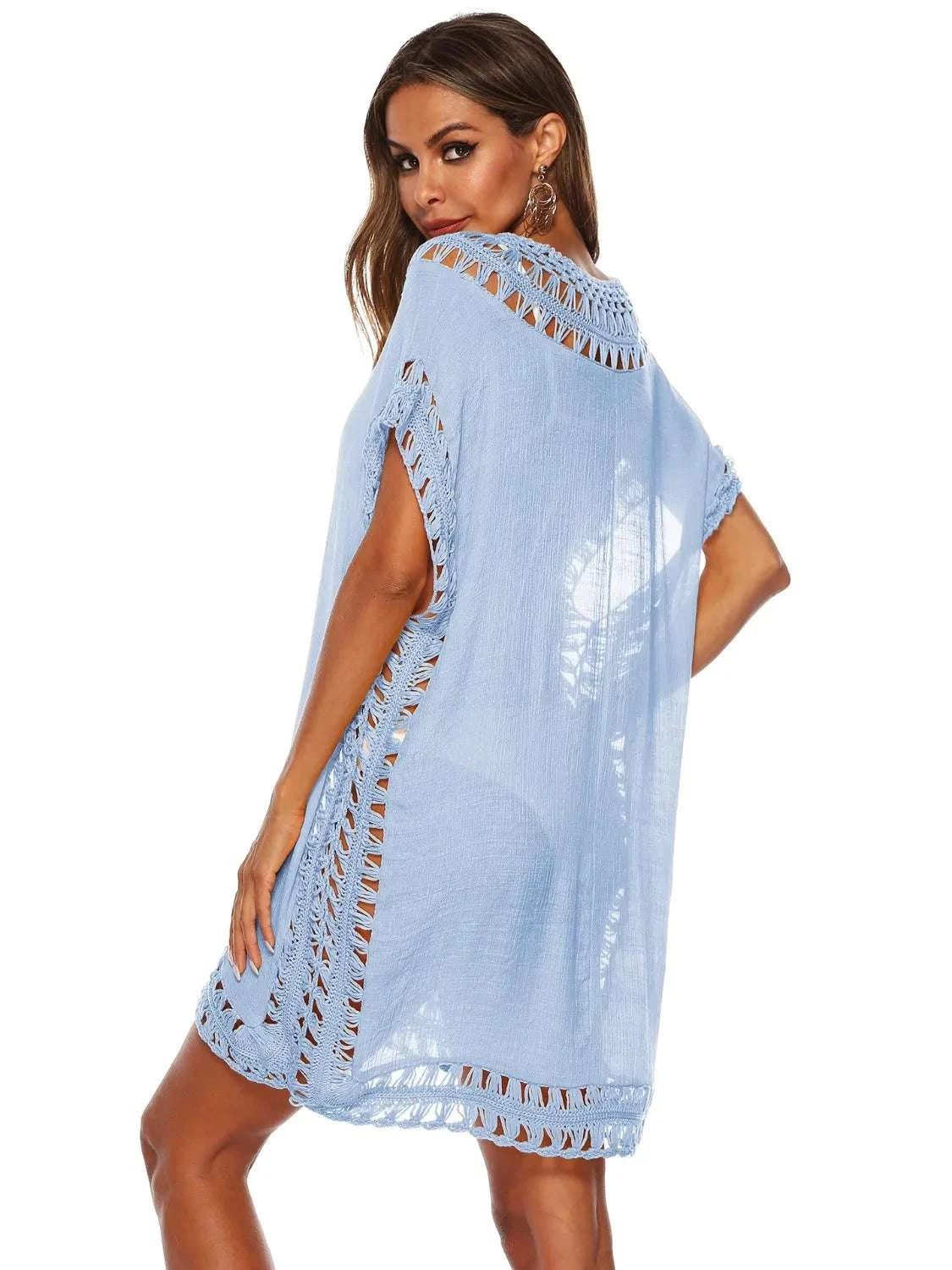 Bohemian Crochet Trim Beach Cover Up Dress WESTCLOSET