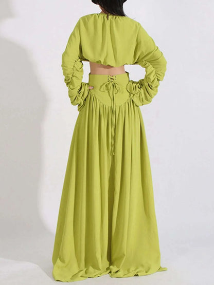 Ruched Long Sleeve Top and High Waist Skirt Set WESTCLOSET