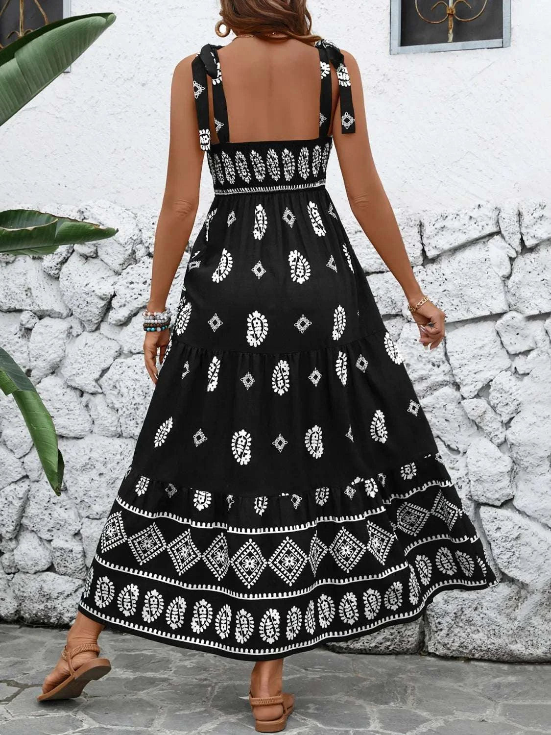 Printed Square Neck Maxi Cami Dress WESTCLOSET
