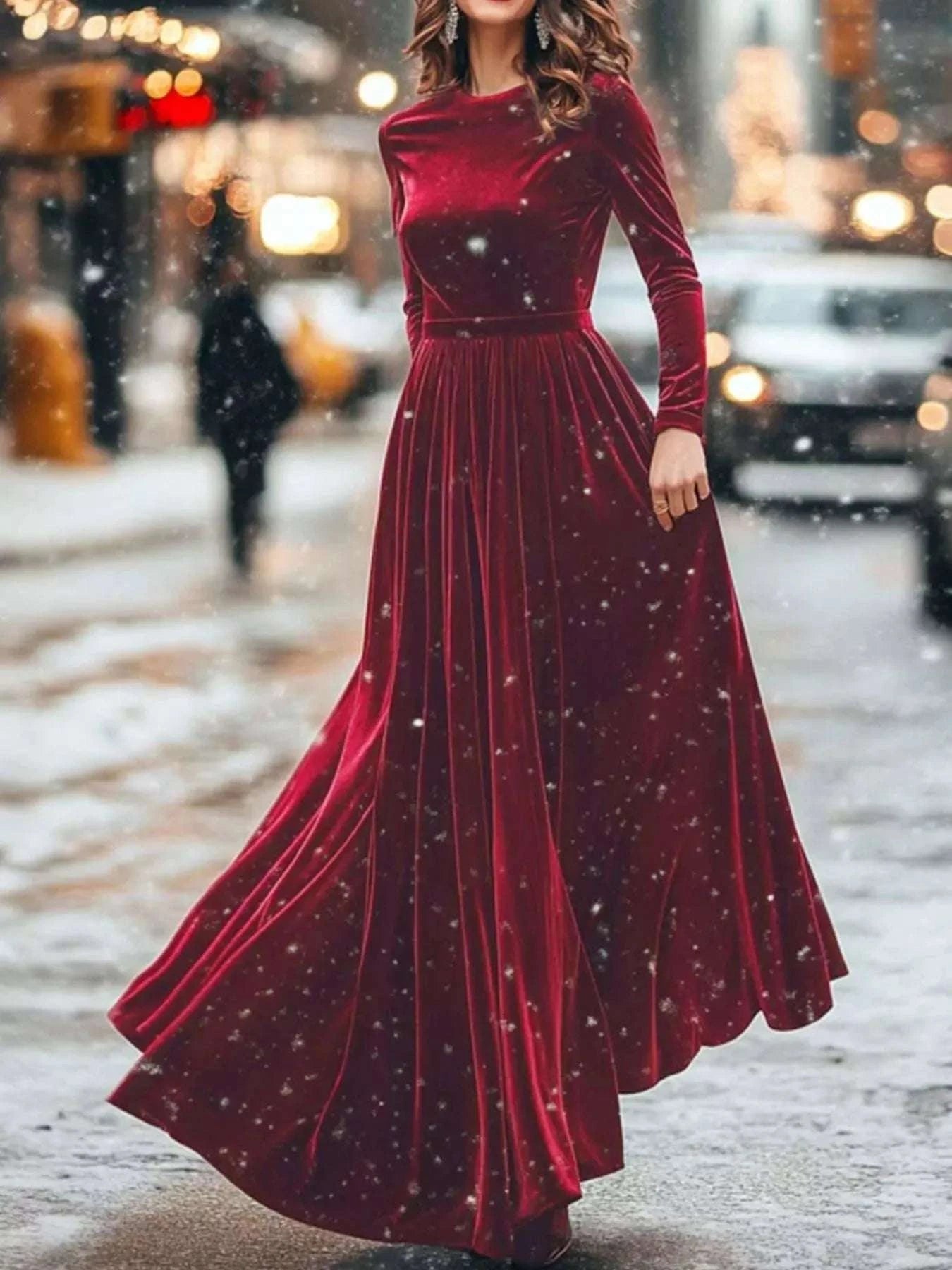 Velvet Long Sleeve Maxi Dress WESTCLOSET