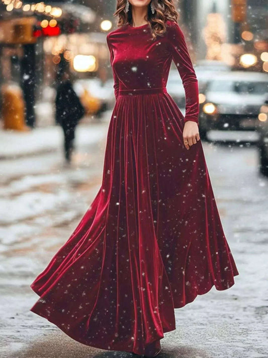 Velvet Long Sleeve Maxi Dress WESTCLOSET
