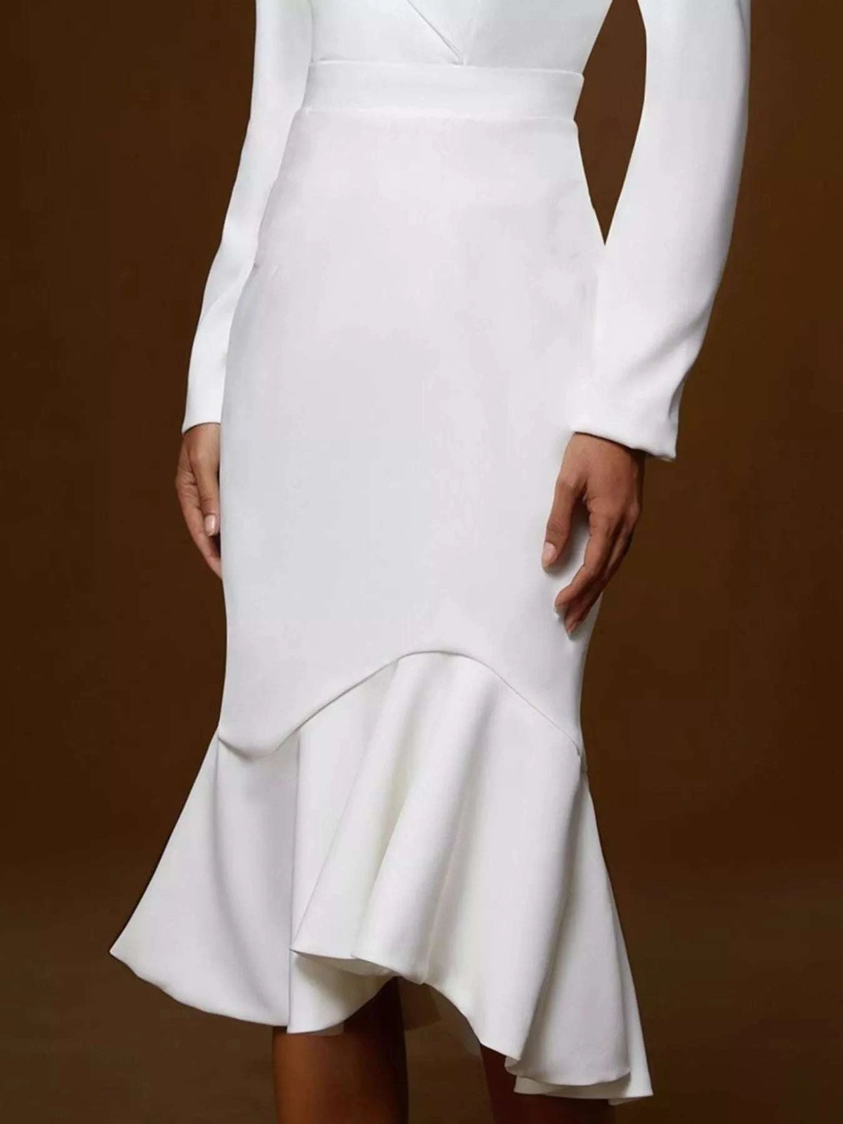 Ruffled Hem Long Sleeve Midi Blazer Dress WESTCLOSET