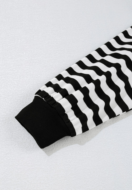 WestCloset Striped Lace Detail V Neck Top 