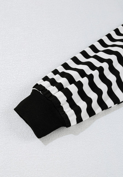 WestCloset Striped Lace Detail V Neck Top 