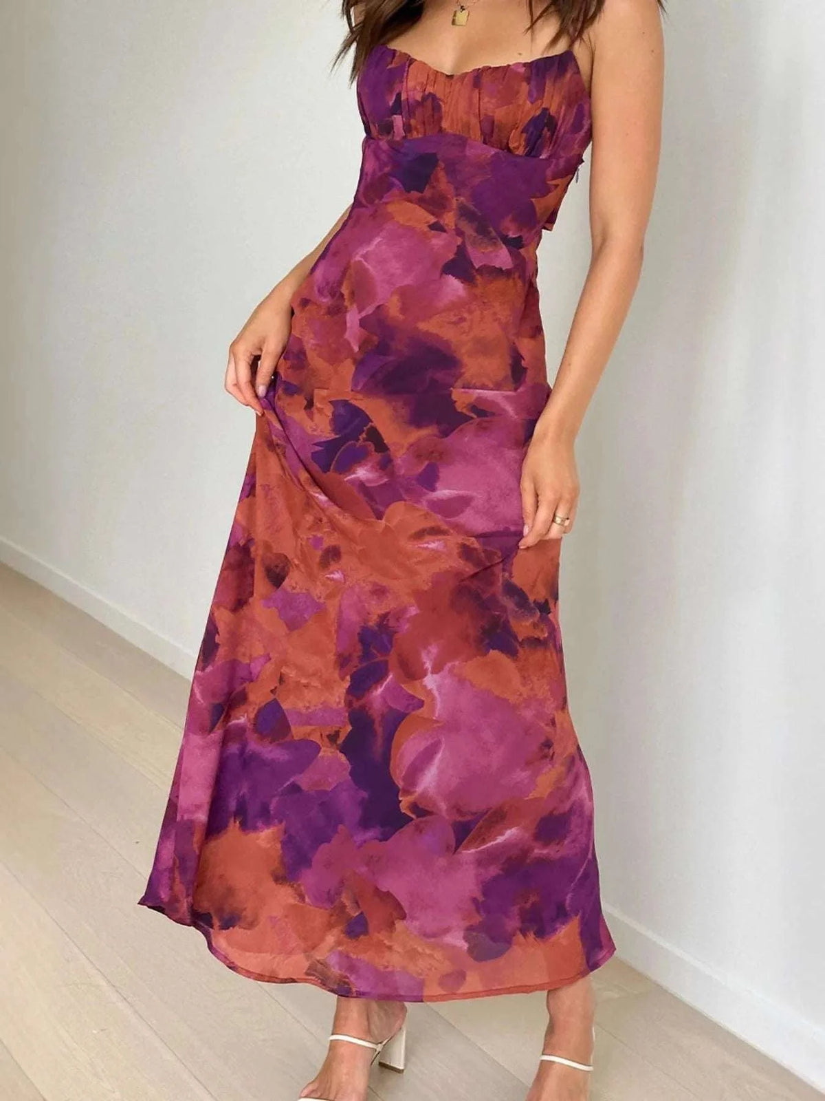 Cutout Printed Cami Maxi Dress WESTCLOSET