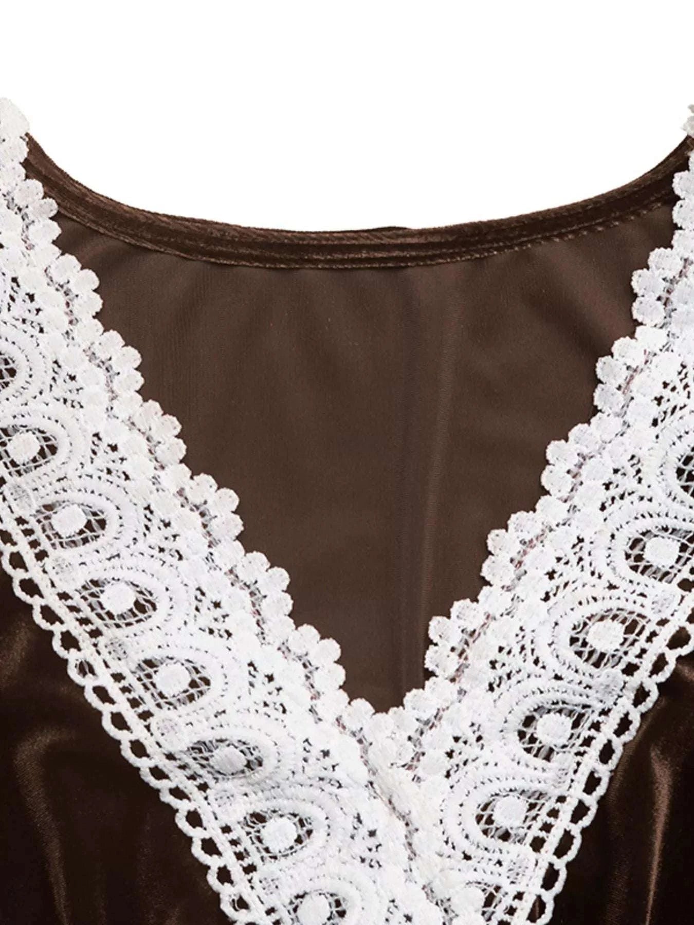 Velvet A-Line Dress with Lace Trim WESTCLOSET