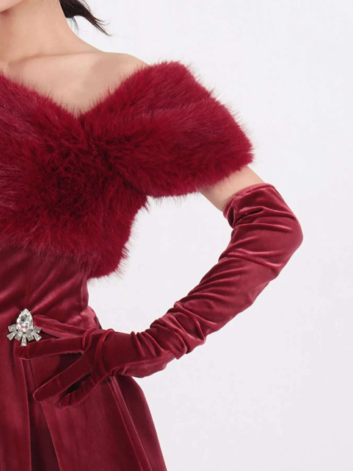 Fuzzy Off Shoulder Mini Dress WESTCLOSET