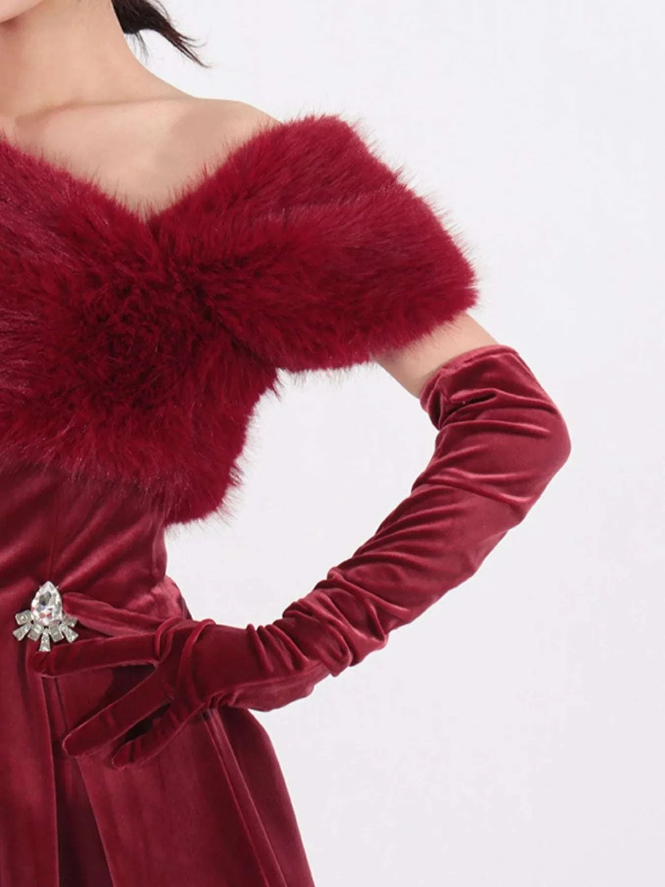Fuzzy Off Shoulder Mini Dress WESTCLOSET