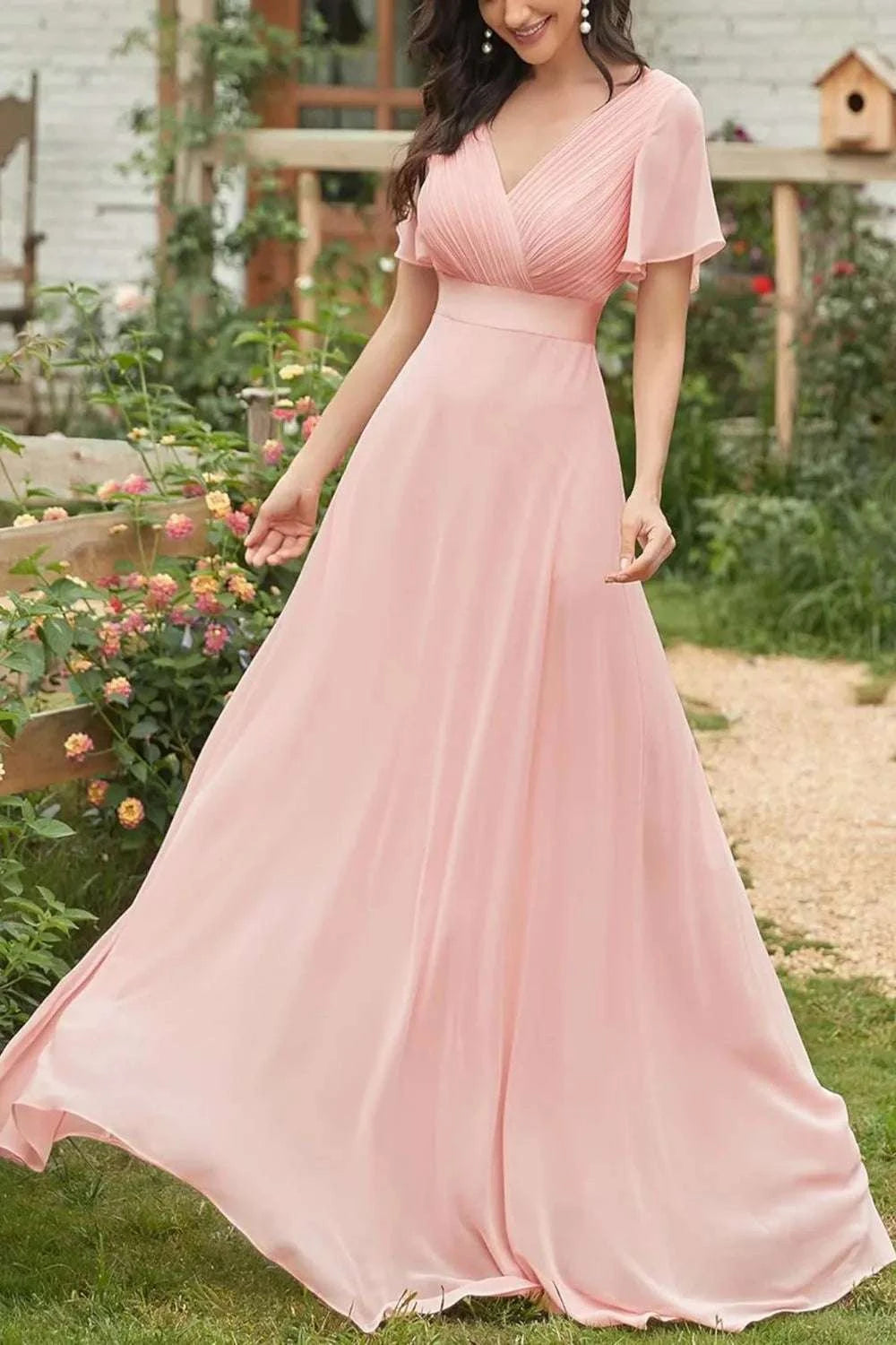 Surplice Flutter Sleeve Maxi Dress WESTCLOSET