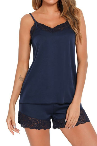 WestCloset Lovelet Lace Detail Cami and Shorts Lounge Set 
