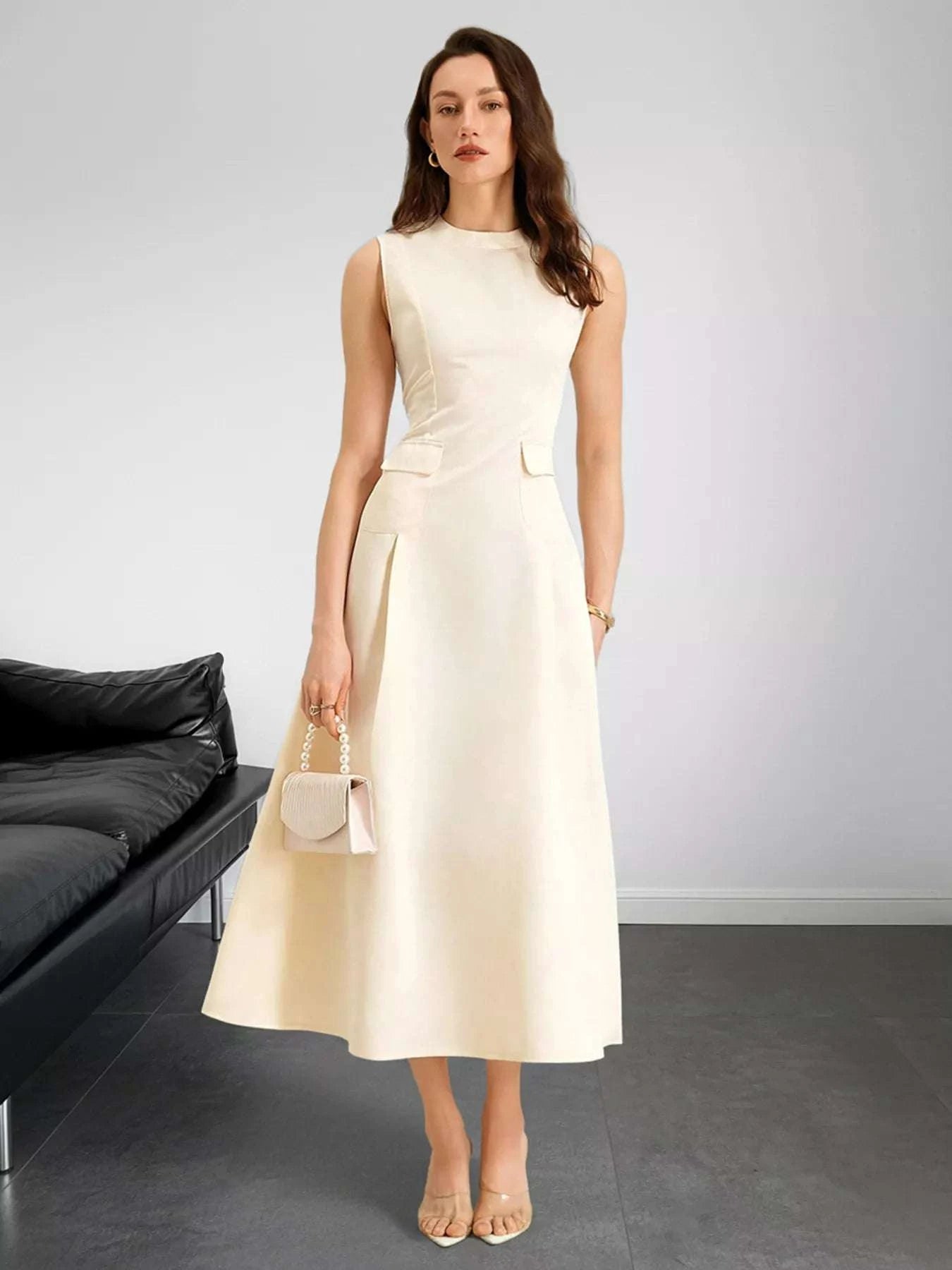 Sleeveless A-Line Midi Dress with Pockets WESTCLOSET