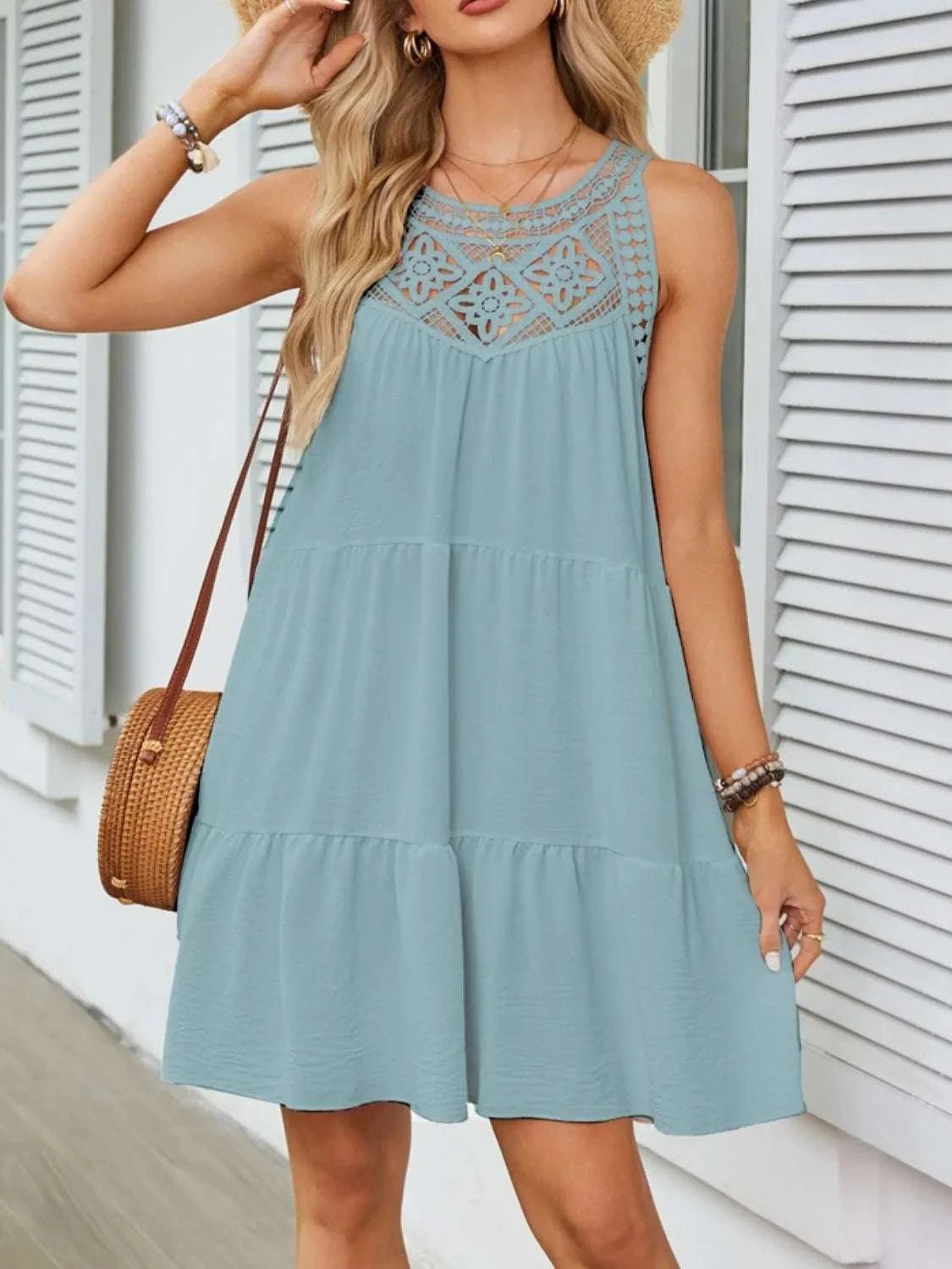 Ruffled Hem Lace Sleeveless Dress WESTCLOSET