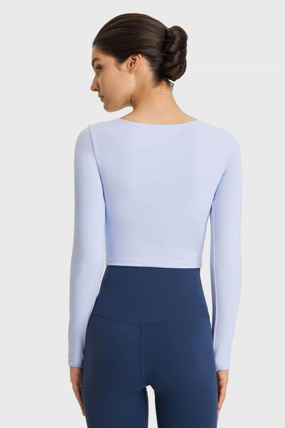 Millennia Cutout Long Sleeve Cropped Sports Top WESTCLOSET