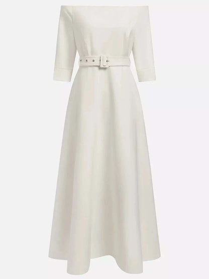 Elegant Off-Shoulder Belted Maxi Dress WESTCLOSET