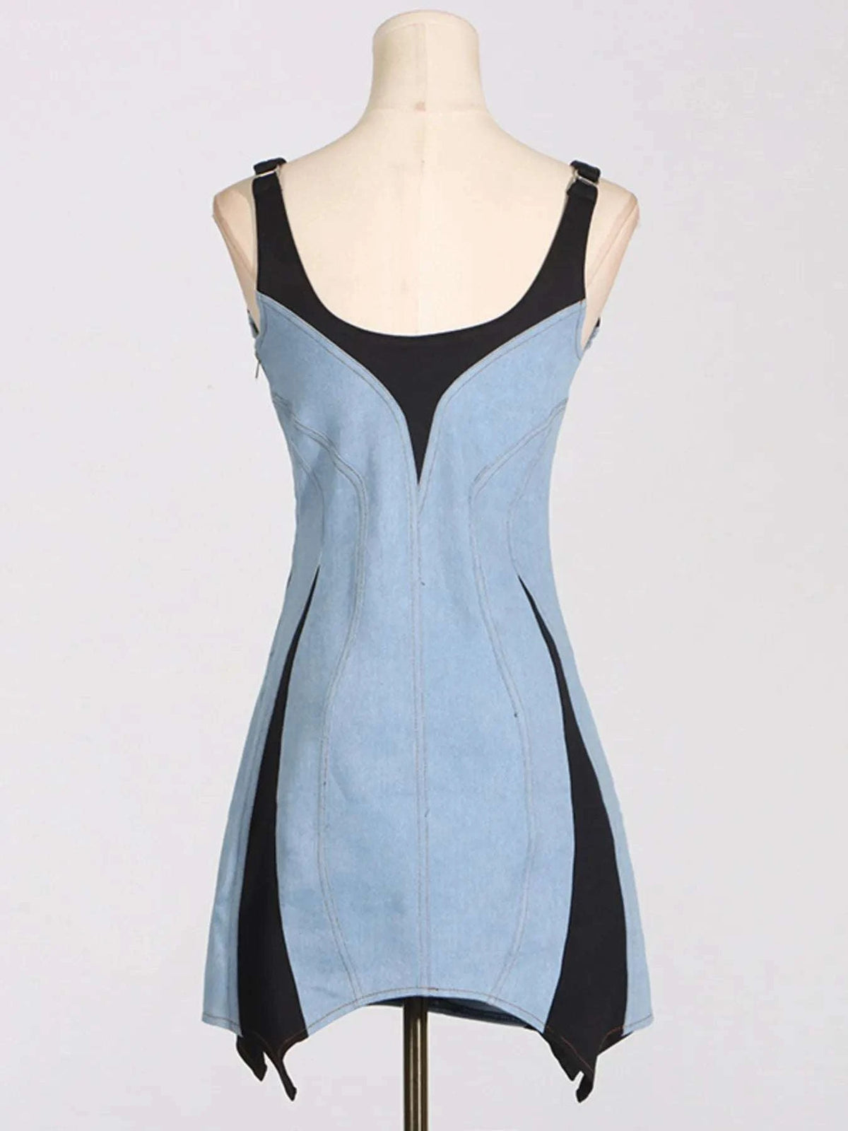 Contrast Adjustable Strap Denim Dress WESTCLOSET