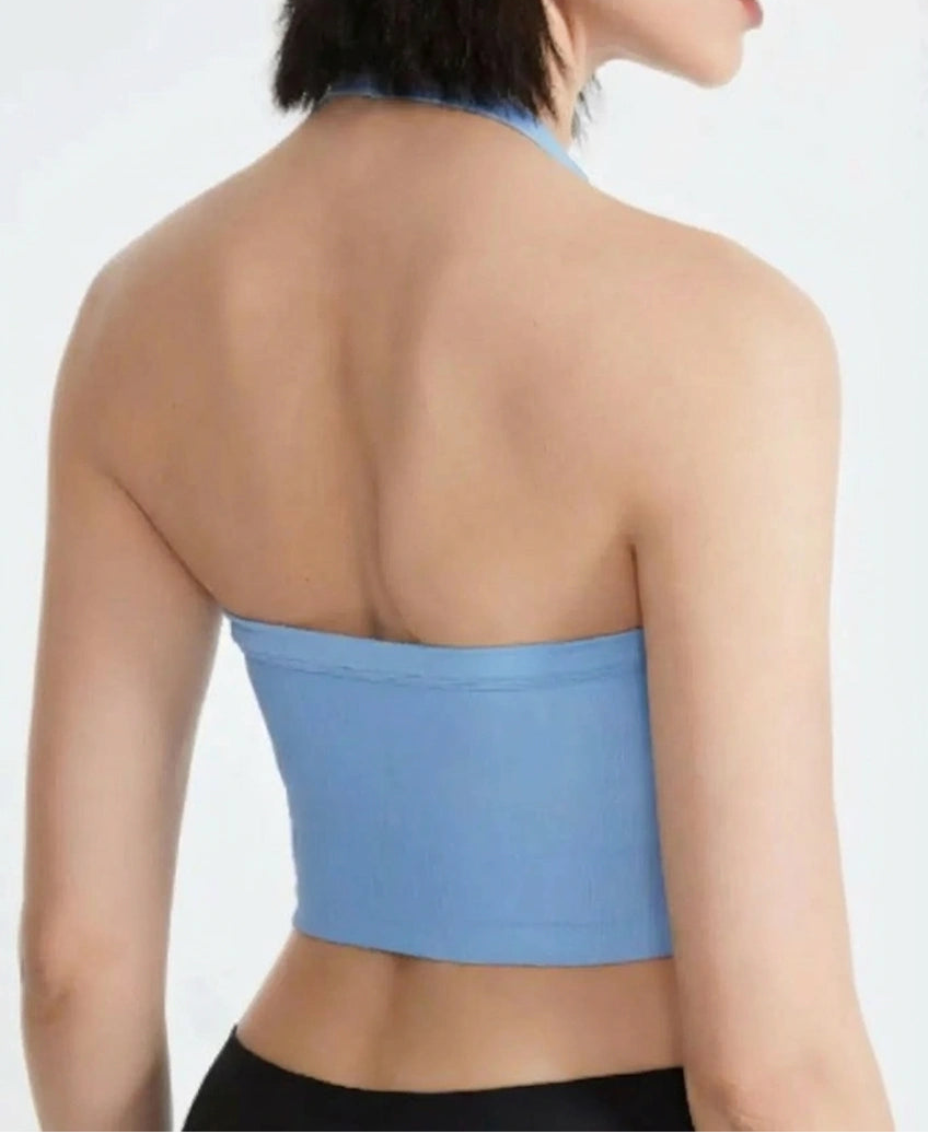 Back view of nylon elastane halter neck cami women