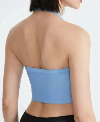 Back view of nylon elastane halter neck cami women