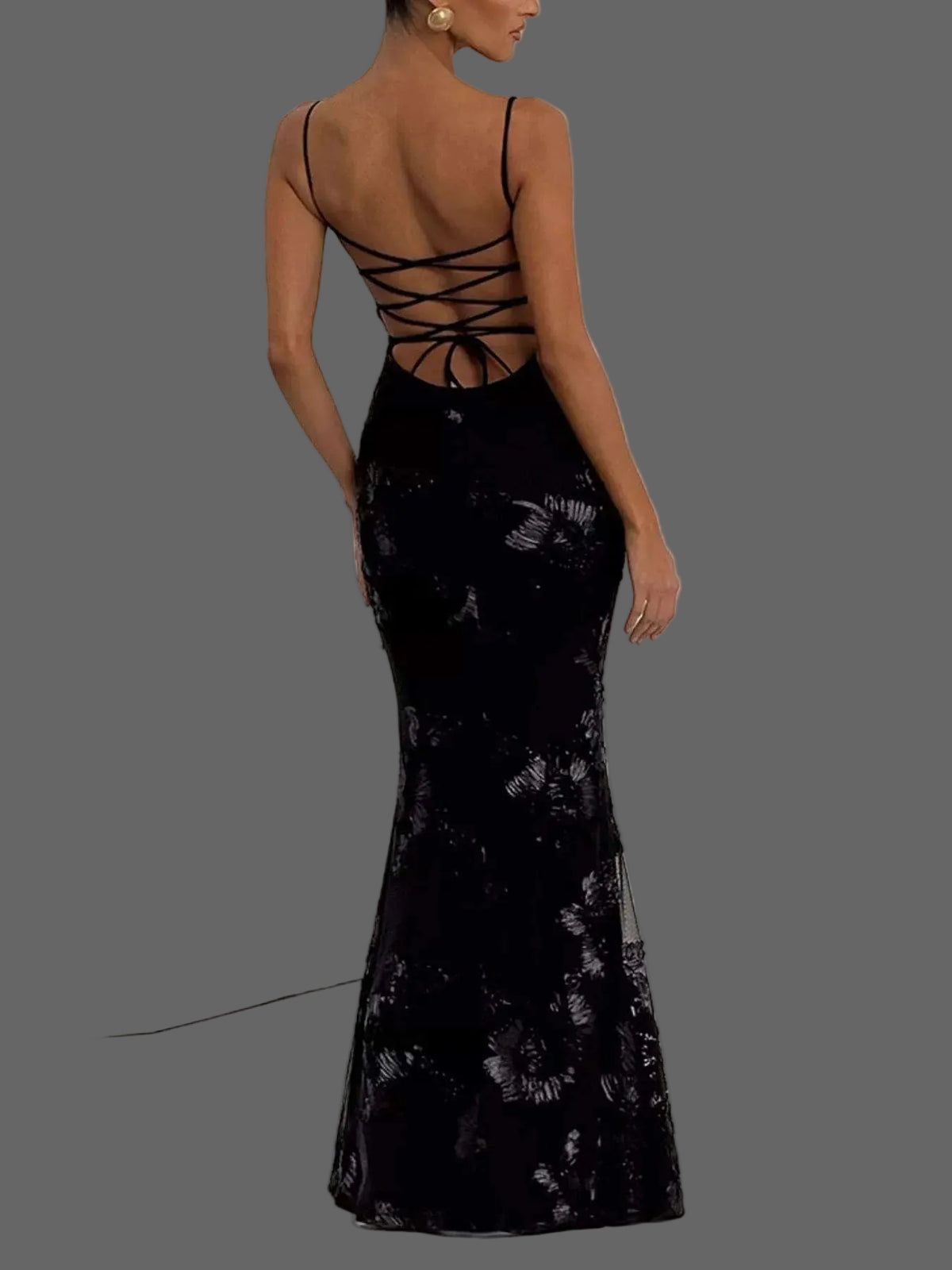 Back view of sweetheart neck maxi dress for women