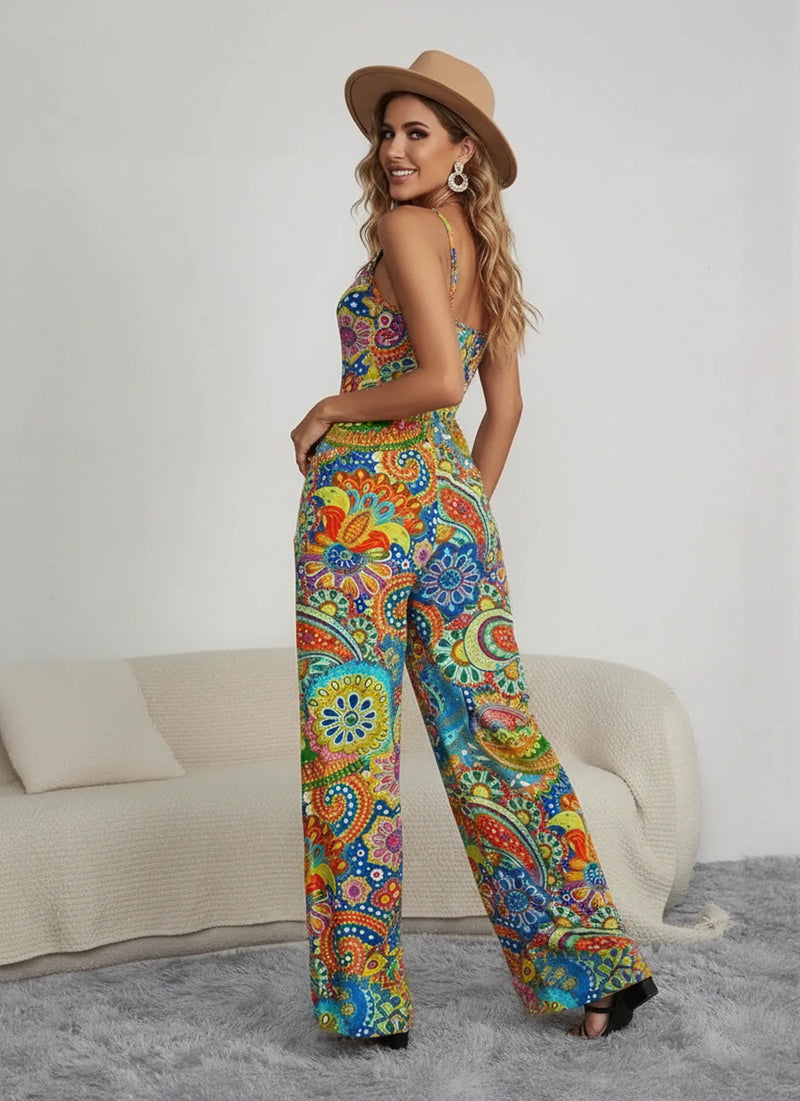 Back view of wide leg jumpsuit for women
