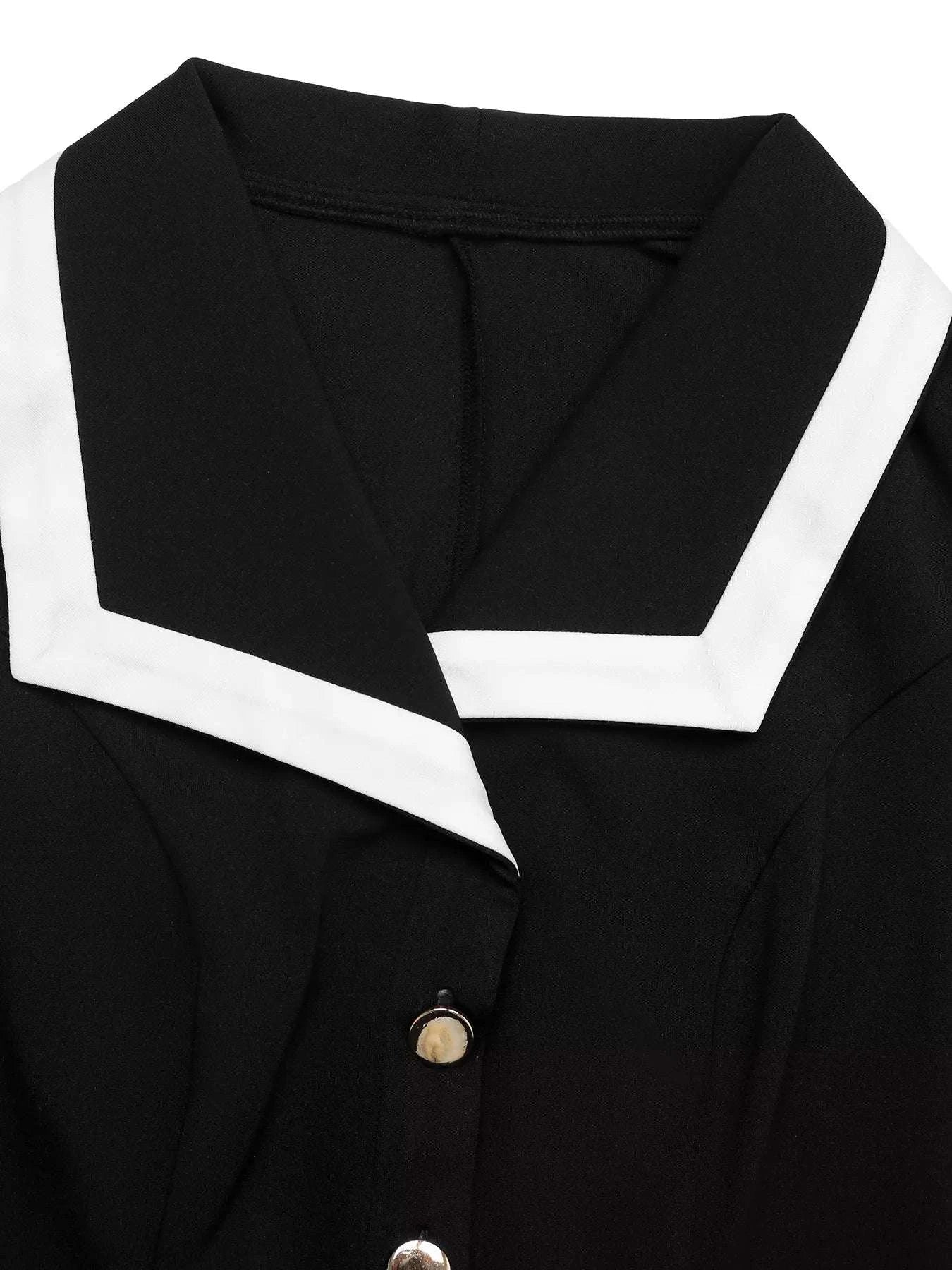 Black garment with white trim on a white background